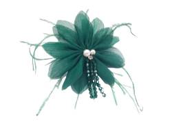Brosche Anstecknadel Blume Stoff Perle Straß Grün von lordies