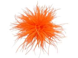 Brosche Anstecknadel Klammer Haarklammer Blume Straußenfedern Strauß Feder Stoff Orange von lordies