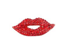 Brosche Anstecknadel Lippen Mund Kuss Straß Rot von lordies