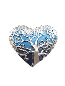 Brosche Magnetbrosche Schal Bekleidung Poncho Textilschmuck Lebensbaum im Herz Blau von lordies