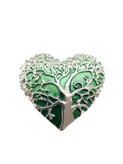 Brosche Magnetbrosche Schal Bekleidung Poncho Textilschmuck Lebensbaum im Herz Grün von lordies