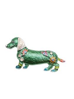 Brosche Magnetbrosche Schal Clip Bekleidung Poncho Taschen Stiefel Hund Dackel Silber - Grün von lordies