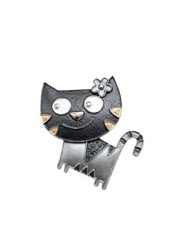 Brosche Magnetbrosche Schal Clip Bekleidung Poncho Taschen Stiefel Katze Blume Grau - Anthazit von lordies