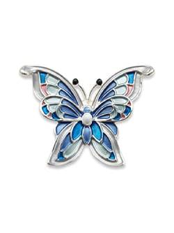 Brosche Magnetbrosche Schal Clip Bekleidung Poncho Taschen Stiefel Schmetterling Silber - Blau von lordies