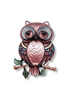 Brosche Magnetbrosche Schal Clip Bekleidung Poncho Taschen Stiefel Uhu Eule Owl Rosa von lordies