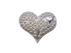 Brosche Magnetbrosche Schal Clip Bekleidung Poncho Taschen Stifel Textilschmuck Herz Perlen Silber - Matt von lordies