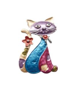 Brosche Magnetbrosche Schal Clip Bekleidung Poncho Taschen Stifel Textilschmuck Katze Blume Bunt von lordies