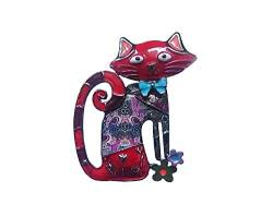 Brosche Magnetbrosche Schal Clip Bekleidung Poncho Taschen Stifel Textilschmuck Katze Rot von lordies