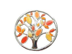 Brosche Magnetbrosche Schal Clip Bekleidung Poncho Taschen Stifel Textilschmuck Lebensbaum Gelb Orange von lordies