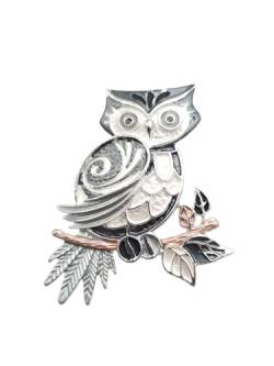Brosche Magnetbrosche Schal Clip Bekleidung Poncho Taschen Uhu Eule Owl Grau von lordies