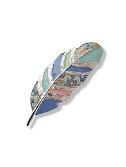 Brosche Pin Anstecknadel Blatt Blau Silber von lordies