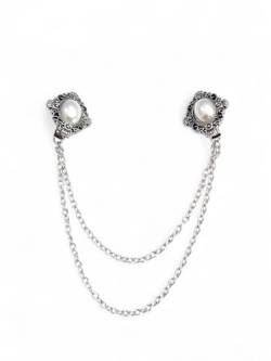 Cardigan Clip Klammer Schal Pullover Bluse Mütze - Brosche Perle Silber von lordies
