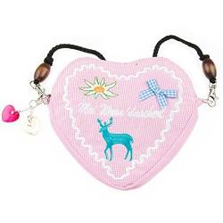 Edelweiss Trachten Tasche Oktoberfest Dirndl Herzform abnehmbarem Langer Kordel Rosa von lordies