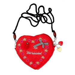 Edelweiss Trachten Tasche Oktoberfest Dirndl Herzform abnehmbarem Langer Kordel Rot von lordies