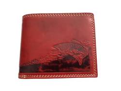 Geldbörse Portmonee Portemonnaie Geldbeutel echtes Leder Fisch Motiv Rot Quer von lordies