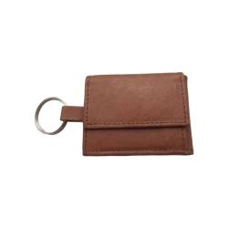 Mini Geldbörse/Schlüsselanhänger aus echtem Leder 8,5 cm x 6,5 cm x 1,5 cm Beige von lordies