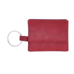 Mini Geldbörse/Schlüsselanhänger aus echtem Leder 8,5 cm x 6,5 cm x 1,5 cm Rot von lordies