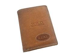 Wild Real Only Herren Geldbörse Portemonnaie Portmonee aus echtem Leder 10,3 x 8cm x 2cm Tan von lordies