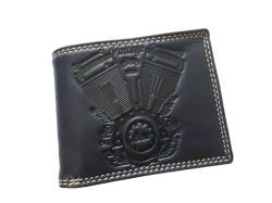 lordies Echt Leder Biker Geldbörse Portemonnaie Motor Motorblock mit RIF Navy Blue Dunkel Blau von lordies