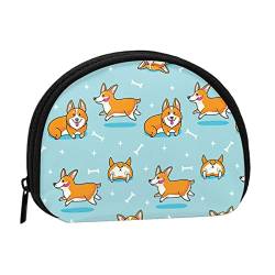 Niedlicher Corgi, Geldbörse, Muschel-Make-up-Tasche, Damen-Aufbewahrungstasche, kleine Geldbörse, Muschel-Wechseltasche von losolese