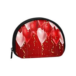 Rote glückliche rosa Luftballons, Brieftasche Shell Make-up-Tasche Frauen Aufbewahrungstasche Kleine Geldbörse Shell Wechseltasche von losolese