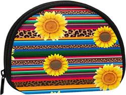 Serape Cheetah Sunflowers, Portemonnaie Shell Make-up-Tasche Damen Aufbewahrungstasche Kleine Münzbörse Shell-Wechseltasche von losolese