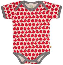 loud + proud Unisex Baby Body Kurzarm Mit Vogel Print, GOTS Zertifiziert T-Shirt, Tomato, 74-80 EU von loud + proud