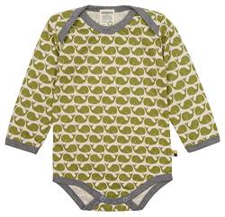 loud + proud Unisex Baby Body Langarm Mit Print Wal, GOTS Zertifiziert T-Shirt, Moos, 50-56 EU von loud + proud