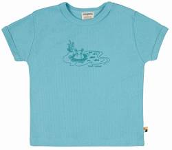 loud + proud Unisex Kinder Derby Rib mit Druck, GOTS Zertifiziert T-Shirt, Cyan, 74/80 von loud + proud