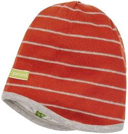 loud + proud Unisex Kinder Wendemütze Ringel, GOTS Zertifiziert Beanie-Mütze, Terracotta, 49-50 EU von loud + proud