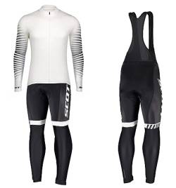 louizumify Herren Pro Radfahren Jersey Langarm Anzug 3D gepolsterte Hose, reflektierend, atmungsaktiv & schnell trocknend, Winddicht, 3 Taschen von louizumify