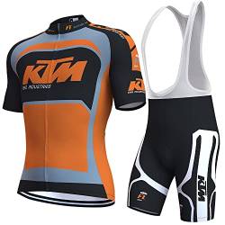 louizumify Herren Radtrikot Kurzarm-Set mit hohem Stretch, atmungsaktiv, reflektierend, UV-Schutz, 3 Rückentaschen von louizumify