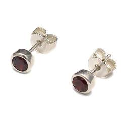 4 mm Edelstein Ohrstecker, 925 Sterling Silber, Granat Schmuck rot, Amethyst Ohrringe klein, Regenbogen Mondstein Stecker von loveyourdiamonds