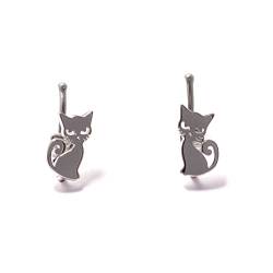Katzen Ohrclips aus 925 Sterling Silber rhodiniert von loveyourdiamonds