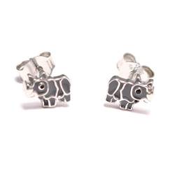 Nashorn Ohrstecker 925 Sterling Silber, Rhinozeros Kinder Schmuck, Rhino Kinderschmuck Silber, Zoo Ohrringe bunt von loveyourdiamonds