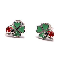 Vierblättriges Kleeblatt Ohrstecker 925 Sterling Silber, St Patrick's Day Ohrringe, Glücksbringer Ohrschmuck von loveyourdiamonds