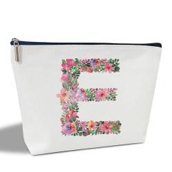 Initial Letter E Gifts for Women Mom Friend Besties Sister, Flower Monogrammed Makeup Bag, Cosmetic Travel Bag with Zipper for Mother's Day Wedding Graduation, Bride Bridesmaid Pouch Toiletry Bag - von ltazhyi