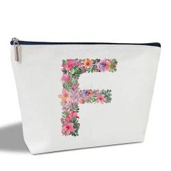 Initial Letter F Gifts for Women Mom Friend Besties Sister, Flower Monogrammed Makeup Bag, Cosmetic Travel Bag with Zipper for Mother's Day Wedding Graduation, Bride Bridesmaid Pouch Toiletry Bag - von ltazhyi