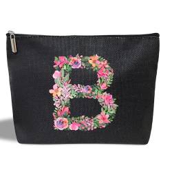 Kosmetiktasche mit Initialbuchstaben für Frauen, Mutter, Freundin, Besties, Schwester, schwarze Monogramm-Make-up-Tasche, Kosmetiktasche mit Reißverschluss für Muttertag, Hochzeit, Abschlussfeier, von ltazhyi