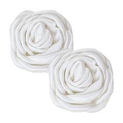 2 Stück 4 cm Stoff Rose Schuhclips Abnehmbare Blume Schuh Schnallen Schuh Dekorationen Charms für High Heels Pumps, One Size, Baumwolle, Kein Edelstein von luchike