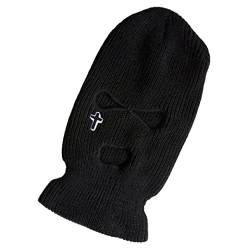 Kreuz 3 Loch Sturmhaube Winter Thermo Ski Maske Vollgesichtsabdeckung Unisex Gesichtsmaske für Skifahren Radfahren Camping Klettern Jagd, Schwarz , M/L von luchike