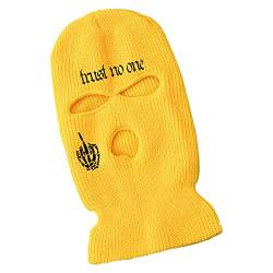 luchike Skimaske mit Totenkopf-Motiv, 3 Löchern, Vollgesichtsabdeckung, Gesichtsmaske, Winter, Thermo-Mütze für Skifahren, Radfahren, Camping, Klettern, gelb, M/L von luchike