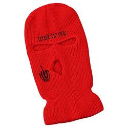 luchike Skimaske mit Totenkopf-Motiv, 3 Löchern, Vollgesichtsabdeckung, Gesichtsmaske, Winter, Thermo-Mütze für Skifahren, Radfahren, Camping, Klettern, rot, M/L von luchike