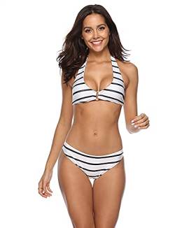 lulupila Bikini Set Damen Push Up Verstellbar Bikinioberteil Zweiteiliger Badeanzug Strandkleidung (Weiss,XL) von lulupila
