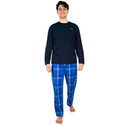 lunon Schlafanzug Herren lang, Pyjama Set, kariert, 100% Baumwolle, Langarm, Pijama for Men, Zeitloses Design, geeignet für Winter und Sommer (2-teiliges Set, M) von lunon