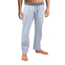 lunon Schlafanzughose Herren lang, Pyjamahose, 100% Baumwolle, Pajama pants men, klassisches Design, geeignet für Winter und Sommer (Blau, M) von lunon