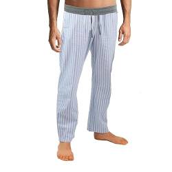 lunon Schlafanzughose Herren lang, Pyjamahose, 100% Baumwolle, Pajama pants men, klassisches Design, geeignet für Winter und Sommer (Blau, XL) von lunon