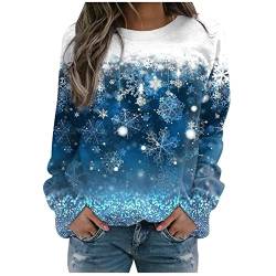 Damen Sweatshirt, Grafikmuster, Weihnachten, bedruckt, lässig, Sport, 3D-Druck, aktiv, Streetwear, Sweatshirts, Bluse, blau, 38 von luohaibell