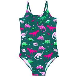 Einteiliger Badeanzug mit Dinosaurier-Aufdruck für kleine Mädchen, Badeanzug, Sport, Strand, für Kleinkinder, UPF 50+, Badeanzug für Mädchen, Badeanzug, Spa, Bademode, afrikanisches Mädchen, grün, 6-7 von luohaibell