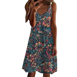 luohaibell Damenkleid, mittellang, Boho, bedruckt, Kleid für Damen, ärmellos, Sommerkleid für Strand, Urlaub, lässiges Kleid, mehrfarbig, XXL von luohaibell